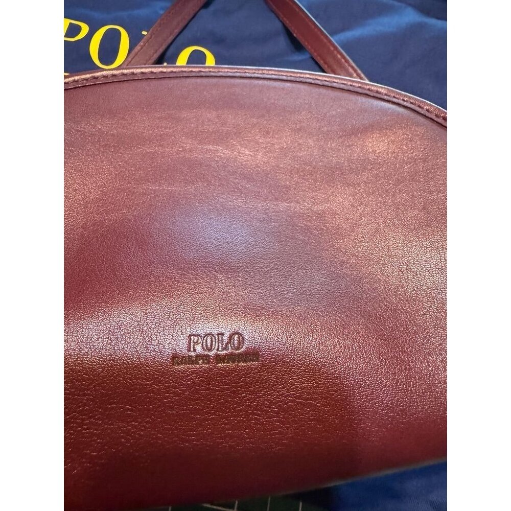 Polo Ralph Lauren Brown Leather Half-Moon Crossbody Bag Adjustable Strap dustbag - Picture 2 of 7